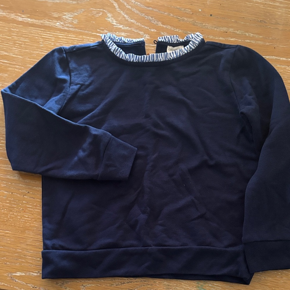 Crewcuts Navy and Blue Striped Ruffle Top